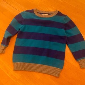 Kids Blue and Green Striped Crewneck Sweater